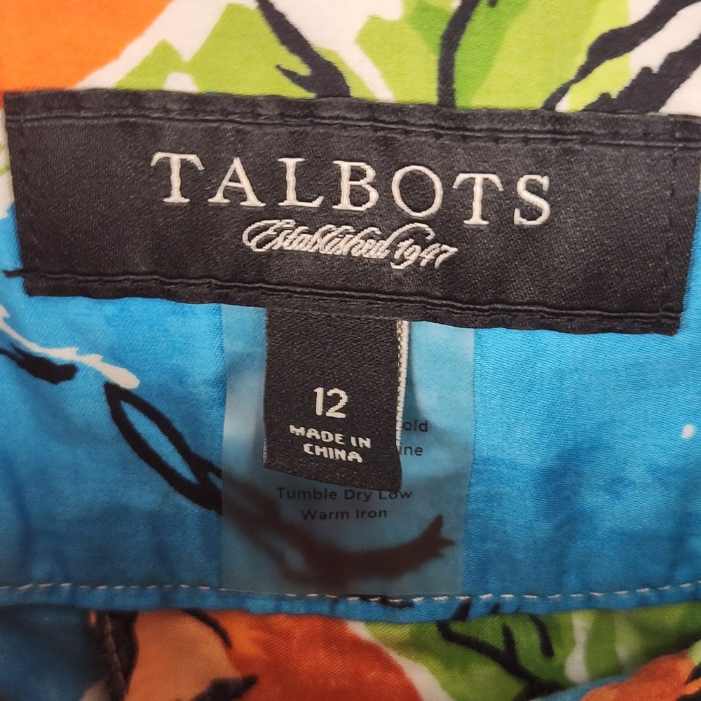 Talbots Floral Skirt‎ Women's 12 Pleated Floral Print Knee Length 100% Cotton - Picture 3 of 7